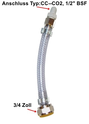 Adapter-Übergangsstück 3/4" zu Typ:CC--CO2, 1/2" BSF