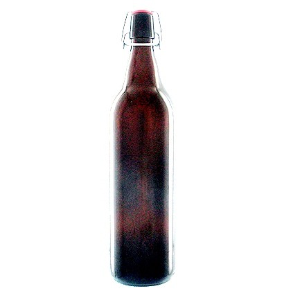 Harasse (Occasion) gefüllt mit 10 Stück NEUEN 1 Liter-Bügelflaschen.